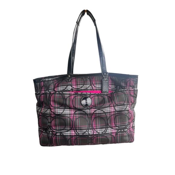 COACH Pink Plaid Signature Tartan Diaper Bag
Crossbody Strap Patent Trim Y2K - Picture 1 of 10